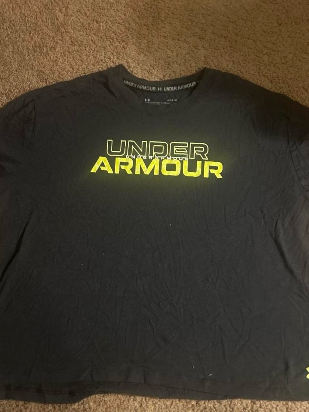 Under Armour Men's Black Tee with Neon Yellow Logo